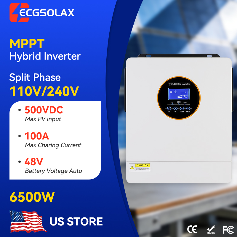 Pure Sine Wave Inverter - ECGSOLAX 6.5KW Inverter Surya Hibrida US&EU